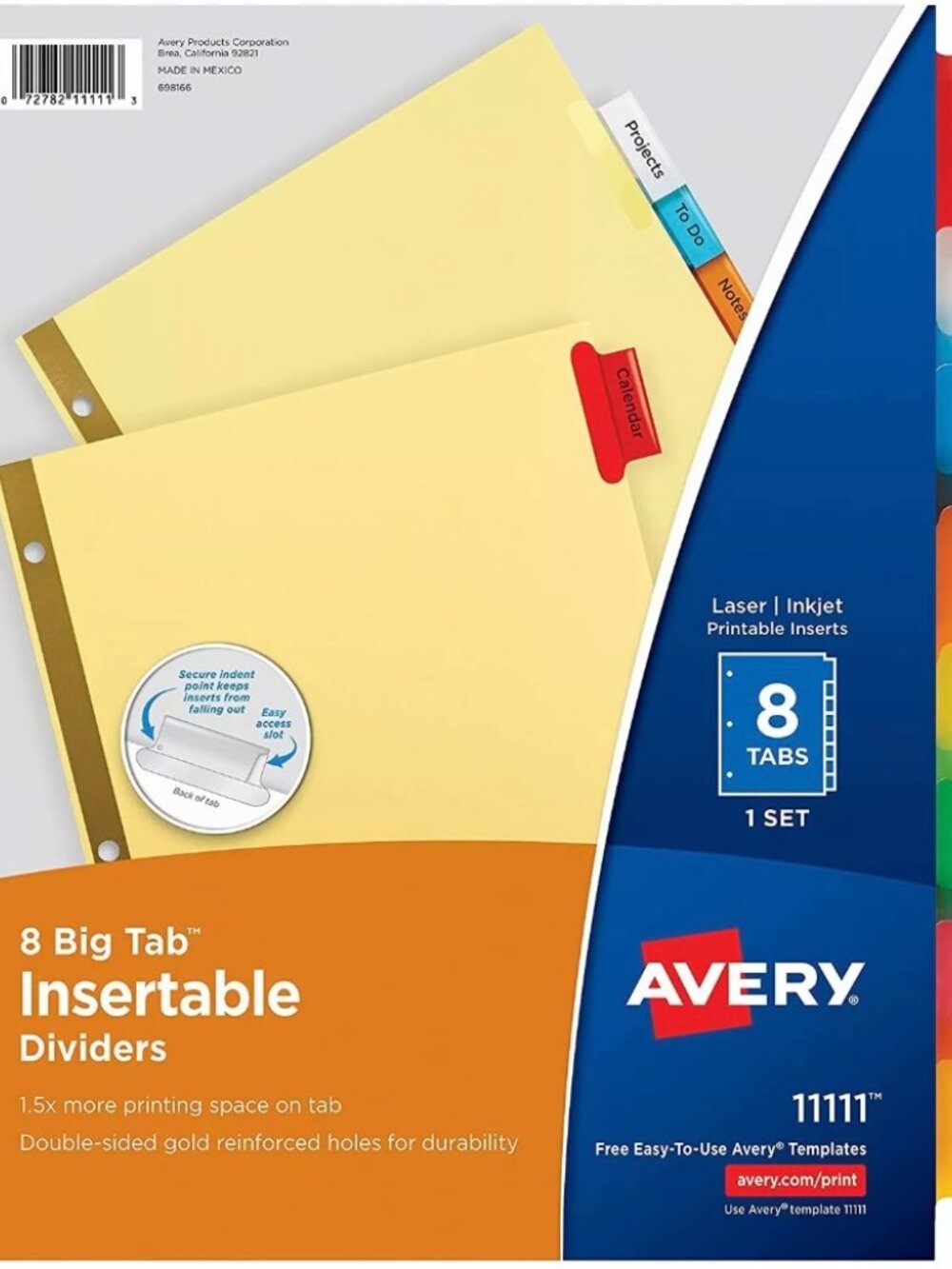 Avery 8-Tab Binder Dividers, Insertable Multicolor Big Tabs - SET OF 2